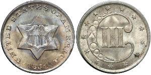 3 Cent Estados Unidos de América (1776 - ) Cobre/Plata 