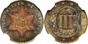 3 Cent Estados Unidos de América (1776 - ) Cobre/Plata 