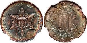 3 Cent Estados Unidos de América (1776 - ) Cobre/Plata 