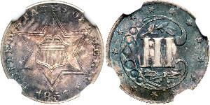 3 Cent Estados Unidos de América (1776 - ) Cobre/Plata 