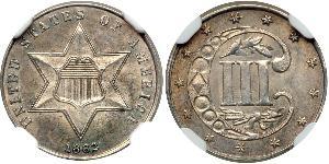 3 Cent Estados Unidos de América (1776 - ) Cobre/Plata 