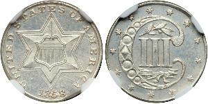 3 Cent Estados Unidos de América (1776 - ) Cobre/Plata 