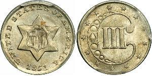 3 Cent Estados Unidos de América (1776 - ) Cobre/Plata 