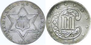 3 Cent Estados Unidos de América (1776 - ) Cobre/Plata 