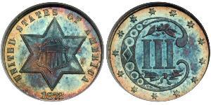 3 Cent Estados Unidos de América (1776 - ) Cobre/Plata 