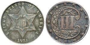 3 Cent Estados Unidos de América (1776 - ) Cobre/Plata 