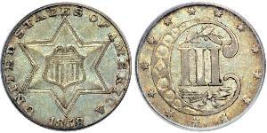 3 Cent Estados Unidos de América (1776 - ) Cobre/Plata 