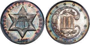 3 Cent Estados Unidos de América (1776 - ) Cobre/Plata 