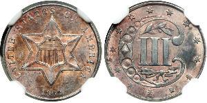 3 Cent Estados Unidos de América (1776 - ) Cobre/Plata 