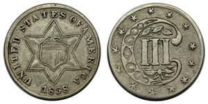 3 Cent Estados Unidos de América (1776 - ) Cobre/Plata 