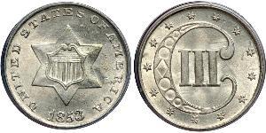 3 Cent Estados Unidos de América (1776 - ) Cobre/Plata 