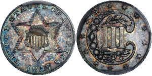 3 Cent Estados Unidos de América (1776 - ) Cobre/Plata 