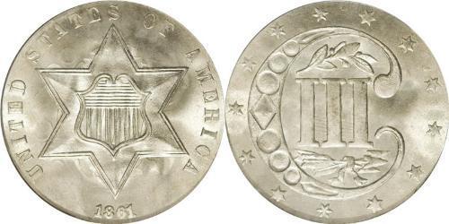 3 Cent Estados Unidos de América (1776 - ) Cobre/Plata 