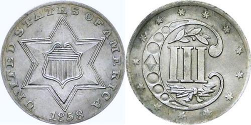 3 Cent Estados Unidos de América (1776 - ) Cobre/Plata 