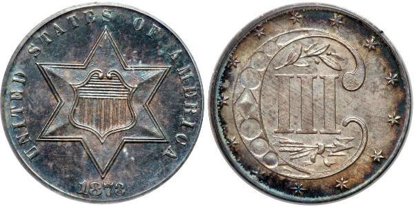 3 Cent Estados Unidos de América (1776 - ) Cobre/Plata 