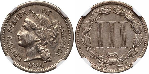 3 Cent USA (1776 - ) Copper/Nickel 