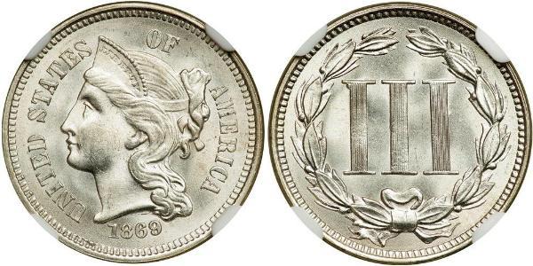 3 Cent USA (1776 - ) Copper/Nickel 