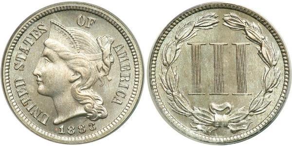 3 Cent USA (1776 - ) Copper/Nickel 