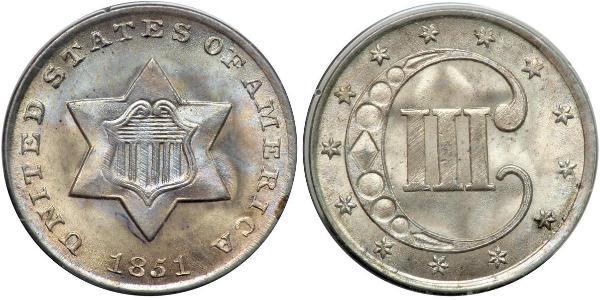 3 Cent USA (1776 - ) Copper/Silver 