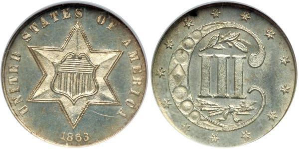 3 Cent USA (1776 - ) Copper/Silver 