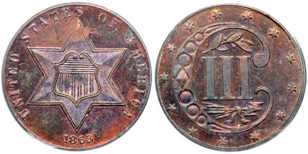 3 Cent USA (1776 - ) Copper/Silver 