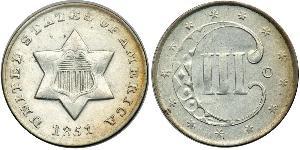 3 Cent Vereinigten Staaten von Amerika (1776 - ) Silber/Kupfer 