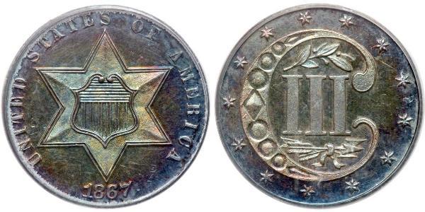 3 Cent Vereinigten Staaten von Amerika (1776 - ) Silber/Kupfer 