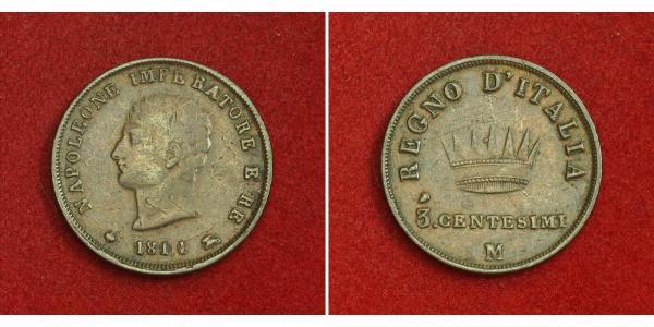 3 Centesimo Königreich Italien (1805–1814) Kupfer Napoleon Bonaparte(1769 - 1821)