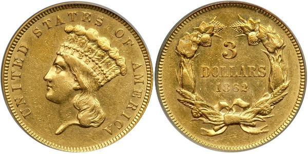 3 Dollar USA (1776 - ) Gold 