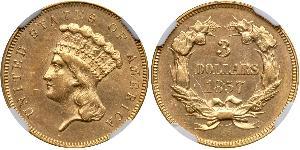 3 Dollar 美利堅合眾國 (1776 - ) 金 
