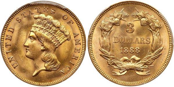 3 Dollar 美利堅合眾國 (1776 - ) 金 
