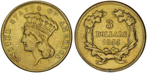 3 Dollar 美利堅合眾國 (1776 - ) 金 