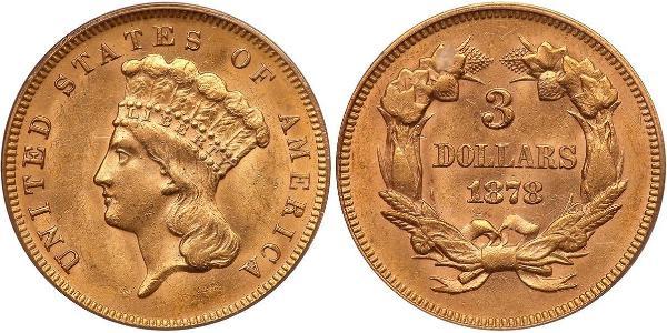 3 Dollar 美利堅合眾國 (1776 - ) 金 