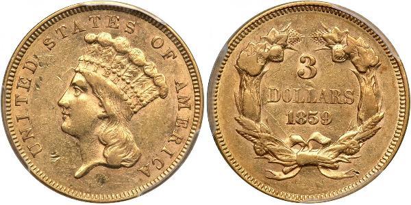 3 Dollar 美利堅合眾國 (1776 - ) 金 