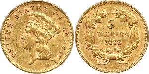 3 Dólar Estados Unidos de América (1776 - ) Oro 