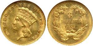 3 Dólar Estados Unidos de América (1776 - ) Oro 