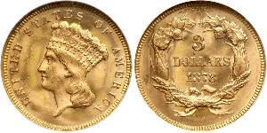 3 Dólar Estados Unidos de América (1776 - ) Oro 