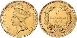 3 Dólar Estados Unidos de América (1776 - ) Oro 