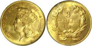 3 Dólar Estados Unidos de América (1776 - ) Oro 