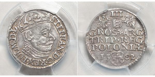 3 Grosh Pologne Argent Stephen Báthory (1533-1586)