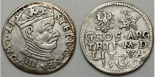 3 Grosh Confederazione Polacco-Lituana (1569-1795) Argento Stefan Batory (1533 - 1586)