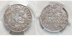 3 Grosh Polonia Argento Stephen Báthory (1533-1586)