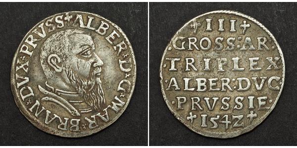 3 Grosh Margraviate of Brandenburg (1157–1806) / States of Germany / Deutschland Silber Albrecht (Preußen)