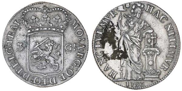 3 Gulden Provincias Unidas de los Países Bajos (1581 - 1795) Plata 