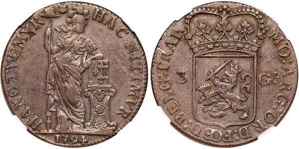 3 Gulden 荷蘭共和國 (1581 - 1795) 銀 