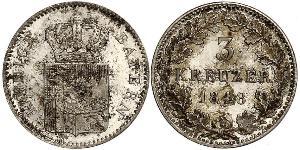 3 Kreuzer Bavière Argent Maximilien II de Bavière(1811 - 1864)