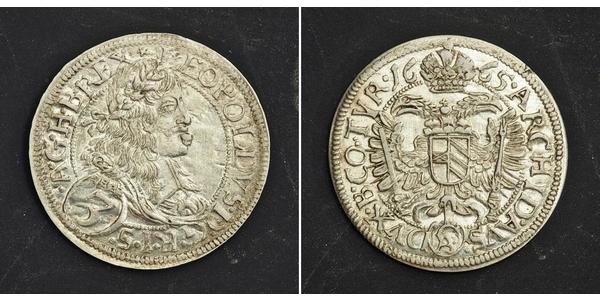 3 Kreuzer Ååstenrik Argent Léopold Ier de Habsbourg(1640-1705)