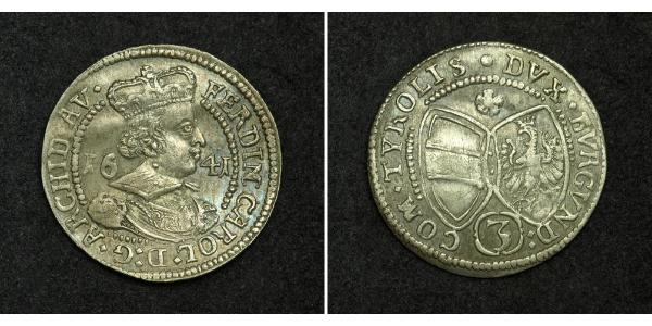 3 Kreuzer Austria Argento Ferdinando Carlo d