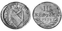 3 Kreuzer Grand Duchy of Baden (1806-1918) Argento 