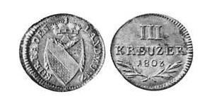 3 Kreuzer Grand Duchy of Baden (1806-1918) Argento 